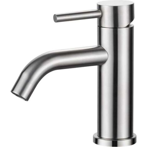Miscelatore monocomando per lavabo, rubinetto silenzioso in ceramica per cassetto, corpo in acciaio inox.