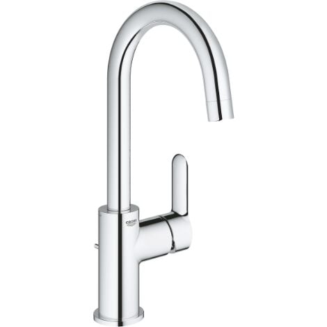 Grohe BauEdge - Miscelatore monocomando L per lavabo, con piletta di scarico, cromato 23760000