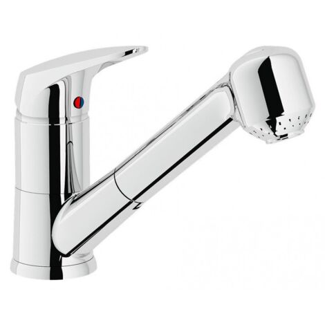 Miscelatore monocomando per lavello 156x200 mm  in ottone cromato con doccino estraibile - Nobili Hera
