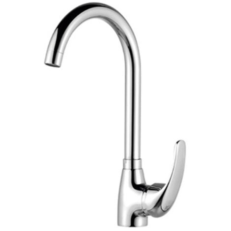 Miscelatore monocomando per lavello con bocca verticale a cigno cromato 23603 enkel