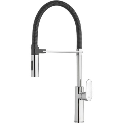 Miscelatore monocomando per lavello con canna orientabile Paffoni serie Candy CA179CR  Ottone - Cromato con molla nero opaco