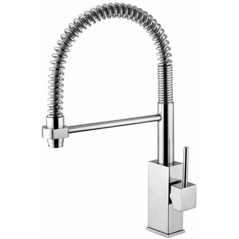 Miscelatore monocomando per lavello con canna orientabile Steel looking Paffoni serie Level LEA176ST  Ottone - Steel looking