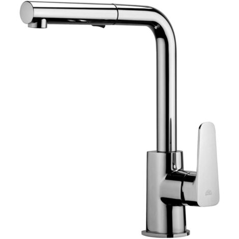 Miscelatore monocomando per lavello con doccetta estraibile Paffoni serie Sly SY285CR  Cromato - Ottone