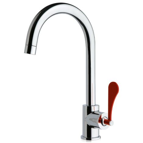Miscelatore monocomando per lavello cucina con bocca orientabile e leva rossa Mamoli Paola&TheKitchen 794100000C01  Cromo