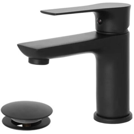 MISCELATORE MONOCOMANDO RUBINETTO LAVABO NERO OPACO SERIE FLAT FERIDRAS