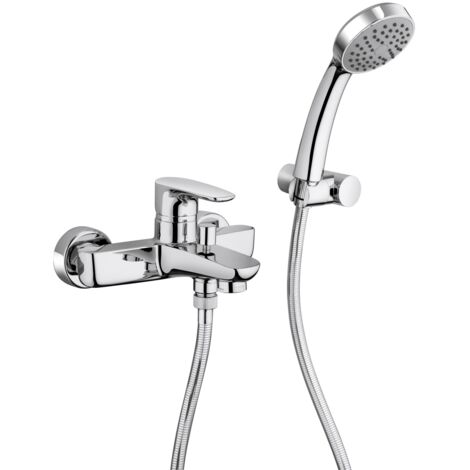 Miscelatore monocomando vasca esterno con doccetta e supporto Paini Parallel 47CR105  Cromo