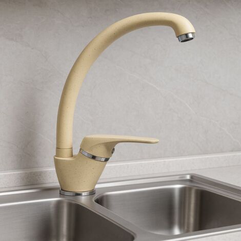 Miscelatore monoforo in ottone colorato per lavello cucina modello oslo erogazione orientabile finitura- avena 1 - confezione 1