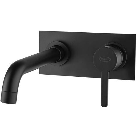 Miscelatore nero opaco lavabo a muro con piastra Jacuzzi Rubinetteria Sunset