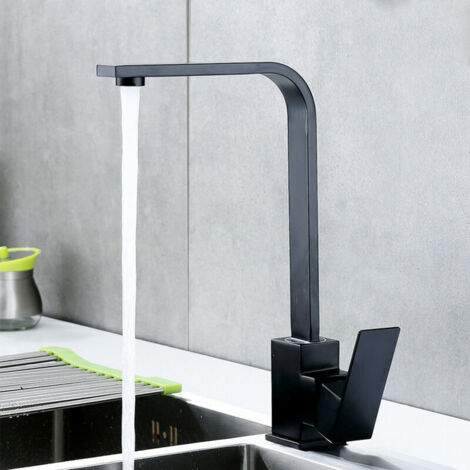 Miscelatore nero per lavello da cucina con rotazione a 360°