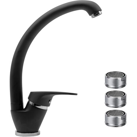 Miscelatore ottone nero lavello cucina oslo orientabile con 3 aeratori ricambio