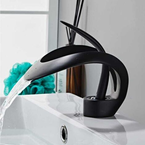 Miscelatore per lavabo a cascata nero opaco Lands