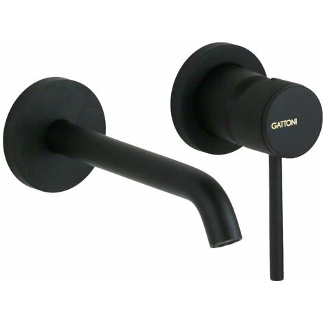 Miscelatore per lavabo a parete nero opaco leva lusso Gattoni Beta 2437/24NO Nero opaco