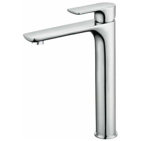 Miscelatore per lavabo con bocca alta di design Rubinetto per bagno grande cromato con aeratore rimovibile Rubinetto per lavabo in ottone Rubinetto per bagno grande
