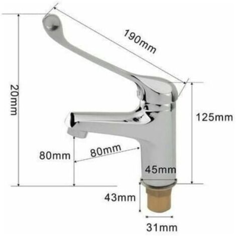 Miscelatore per lavabo con maniglia medicale, rubinetto da bagno cromato, rubinetto da giardino vintage in legno massello color argento