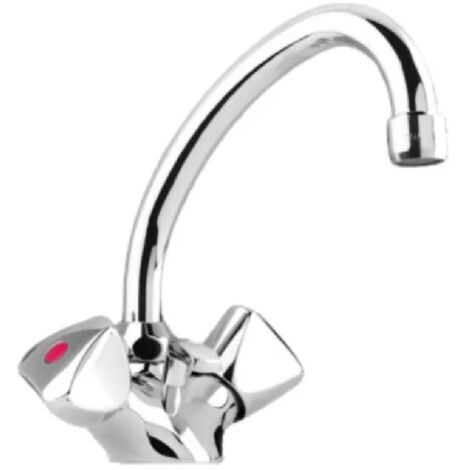 Miscelatore per lavabo con testine in ceramica e scarico a scomparsa in ABS.
