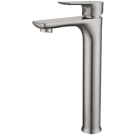 Miscelatore per lavabo da bagno in acciaio inox spazzolato, caldo e freddo