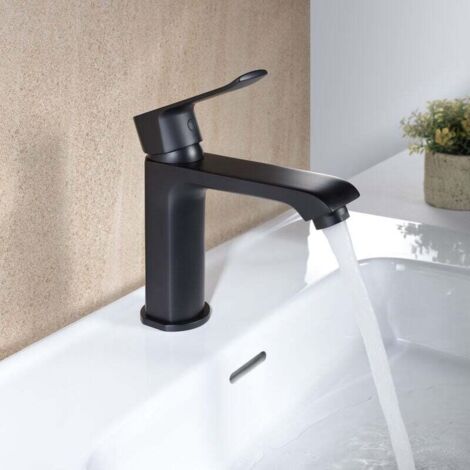 Miscelatore per lavabo da bagno in ottone puro Neoperl Aeratore Rubinetto per lavabo da bagno Rubinetti miscelatori per lavabo Colore nero