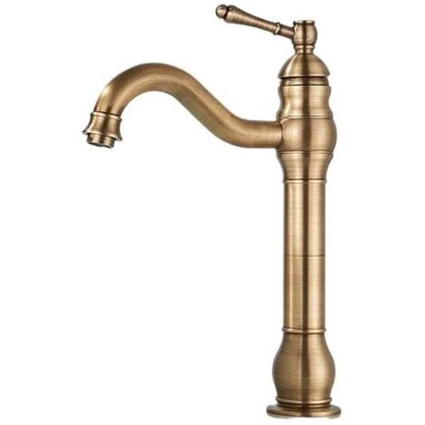 Miscelatore per lavabo girevole a 360° per bagno, rubinetto per lavabo retrò, ottone anticato