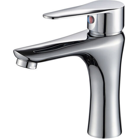 Miscelatore per lavabo, rubinetto per lavabo in ottone cromato, bocca orientabile, comando singolo, attacco universale G3/8, facile da installare, acqua calda e fredda, argento