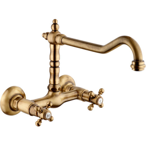 Miscelatore per lavello a parete in bronzo antico TIFFANY