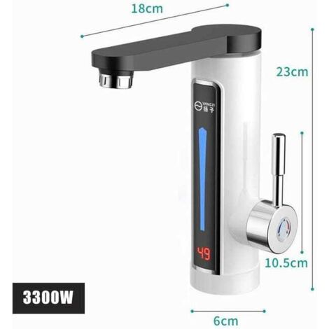 Miscelatore per rubinetto da cucina Scaldabagno elettrico istantaneo senza serbatoio 220V con tubo di riscaldamento in acciaio inossidabile LED colorato (bianco)