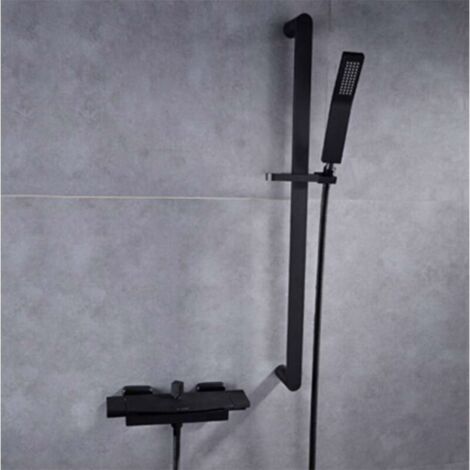 Miscelatore per vasca da bagno a cascata nero, rubinetto per vasca da bagno a parete per bagno, rubinetto per vasca con doccetta, miscelatore per vasca, piccolo (C)