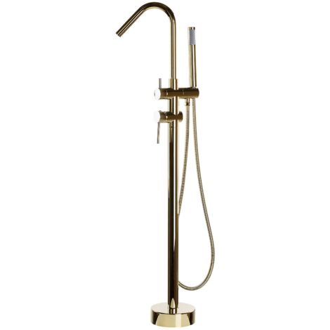 Miscelatore per Vasca da Bagno Freestanding Cromato Oro Design Moderno Victoria - Oro