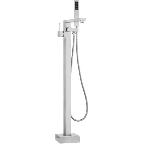 Miscelatore per Vasca Freestanding in Cromo Argento Montato a Pavimento Della