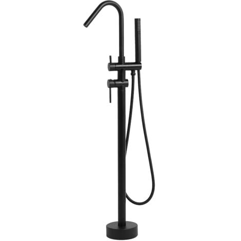 BELIANI Miscelatore per Vasca Freestanding Nero Opaco con Doccetta 118 cm Victoria