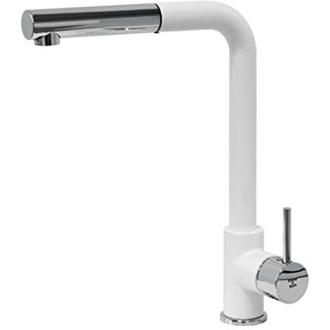 Miscelatore Plados monocomando VEMIXEXTL con canna a 90Ã‚Â° e doccia estraibile - Bianco Latte