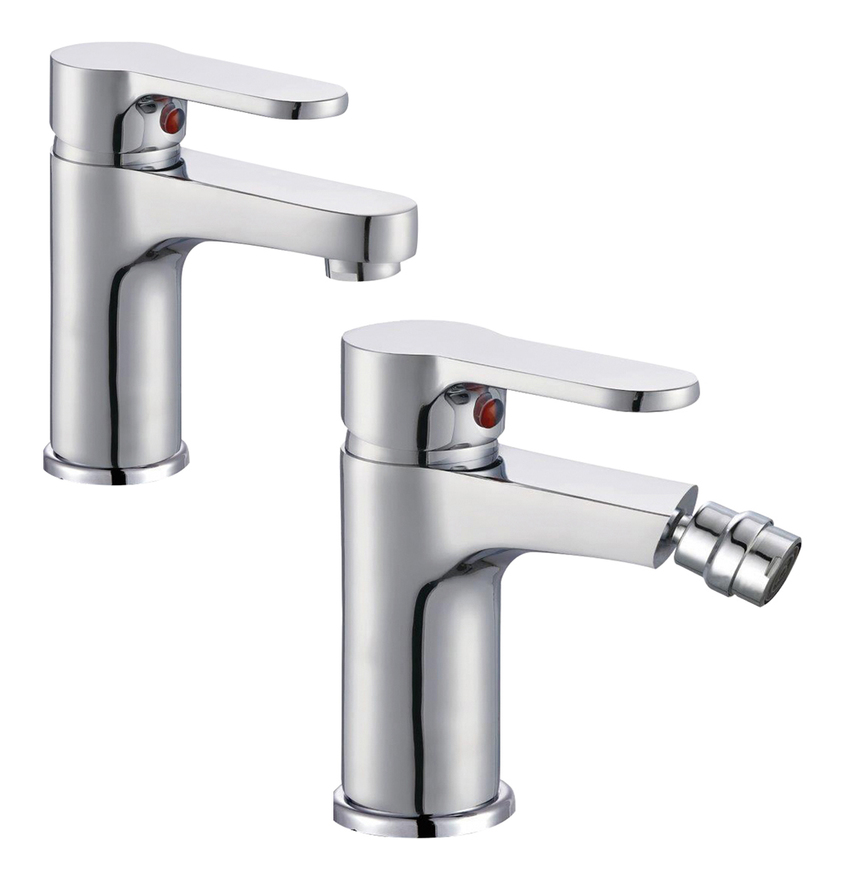 Miscelatore rubinetto bidet cromato + miscelatore rubinetto lavabo cromato