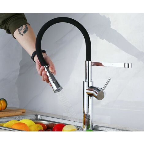 Miscelatore rubinetto lavello cucina con doccetta monocomando canna alta 59660