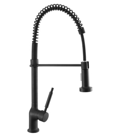 MISCELATORE RUBINETTO LAVELLO CUCINA OTTONE NERO OPACO CANNA CON MOLLA FERIDRAS