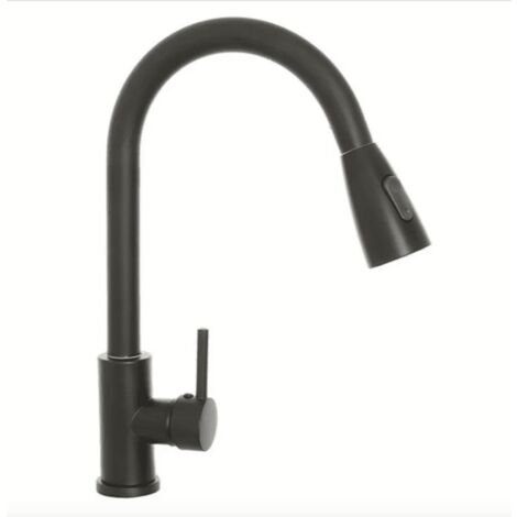 Miscelatore rubinetto monocomando lavello cucina canna alta nero estraibile 227b