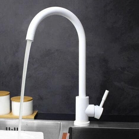Miscelatore rubinetto monocomando per lavabo cucina canna alta bianco 79830