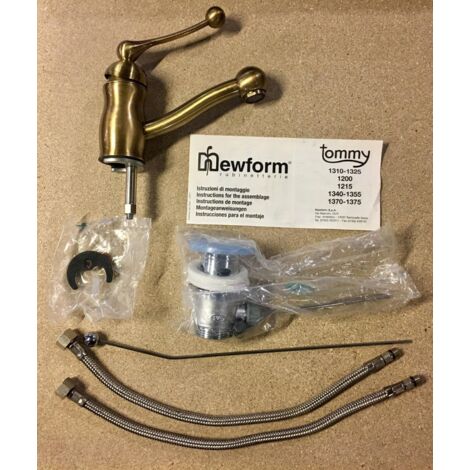 Miscelatore rubinetto monocomando tommy bronzo spazzolato vintage - newform