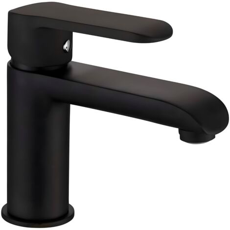 Miscelatore rubinetto puma per lavabo in ottone colore nero opaco con piletta confezione 1
