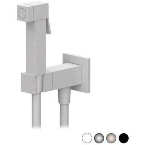 Miscelatore shut-off quadrato con cartuccia progressiva: Apertura su acqua fredda e passaggio ad acqua progressivamente calda tramite rotazione di un unica maniglia. Comprensivo di doccetta shut-off e