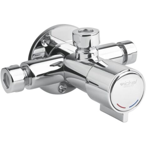 Miscelatore temporizzato 25 sec per doccia con alimentazione esterna e pulsante antibloccaggio Serie MINIMAL Idral 08533-30F  Cromato - Ottone