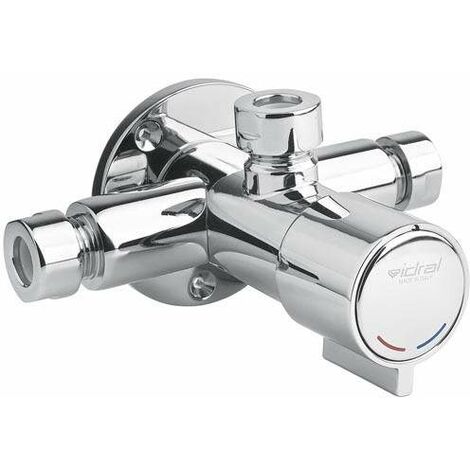 Miscelatore temporizzato 25 sec per doccia con alimentazione esterna Serie MINIMAL Idral 08133-30  Cromato - Ottone