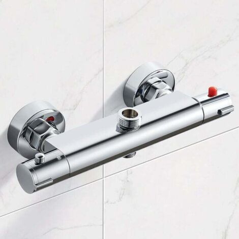 Miscelatore termostatico argento Scaldabagno elettrico caldo e freddo Installazione nascosta Rubinetto doccia termostatico completamente in rame 23 cm