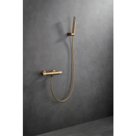 Miscelatore Termostatico Doccia  Modello LINE  Installazione a incasso a parete  Finitura Oro spazzolato  [ IMEX® ]