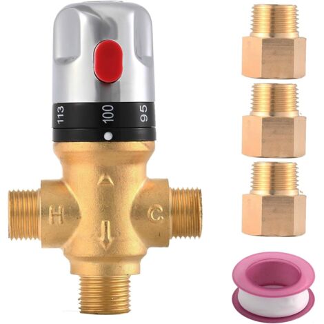 Miscelatore termostatico, miscelatore per doccia, con adattatori di collegamento da 1/2"G a 1/2" NPT, valvola di controllo della temperatura dell'acqua, oro