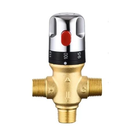 Miscelatore termostatico regolabile per bagno Miscelatore acqua in ottone Valvola di controllo della temperatura per miscelazione acqua calda/fredda