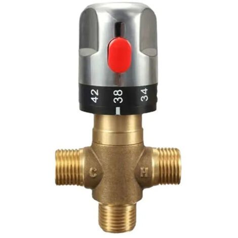 Miscelatore termostatico solare per rubinetto doccia in ottone e rame, G1/2