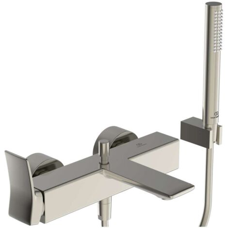 Miscelatore vasca CHECK esterno argento Storm c.Stab-HB, flessibile doccia, supporto a parete IDEAL STANDARD