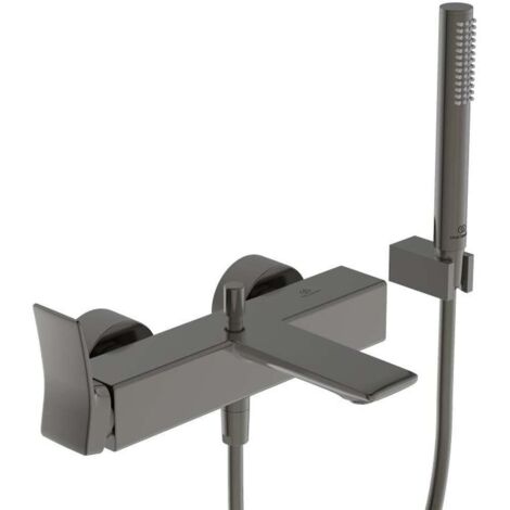 Miscelatore vasca CHECK esterno magnetico grigio con asta-HB, flessibile doccia, supporto a parete IDEAL STANDARD