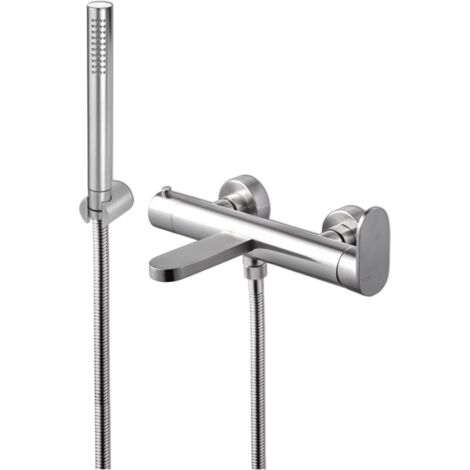 Miscelatore vasca con doccetta acciaio inox Vema AYAS STEEL V28081 Satinato