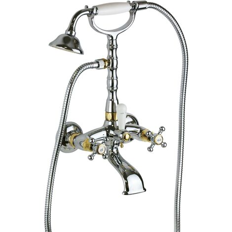 Miscelatore vasca esterno colore cromo oro con set doccia e deviatore Paffoni Belinda FBLV023CO  Cromo/Oro