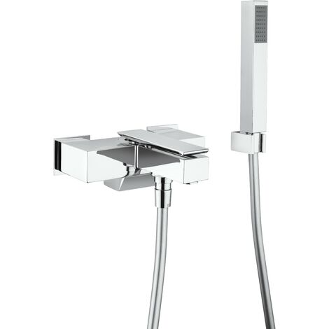 Miscelatore vasca esterno con deviatore e supporto doccia fisso Mamoli Mendini 1850PD40C121  Cromo - Con set doccia